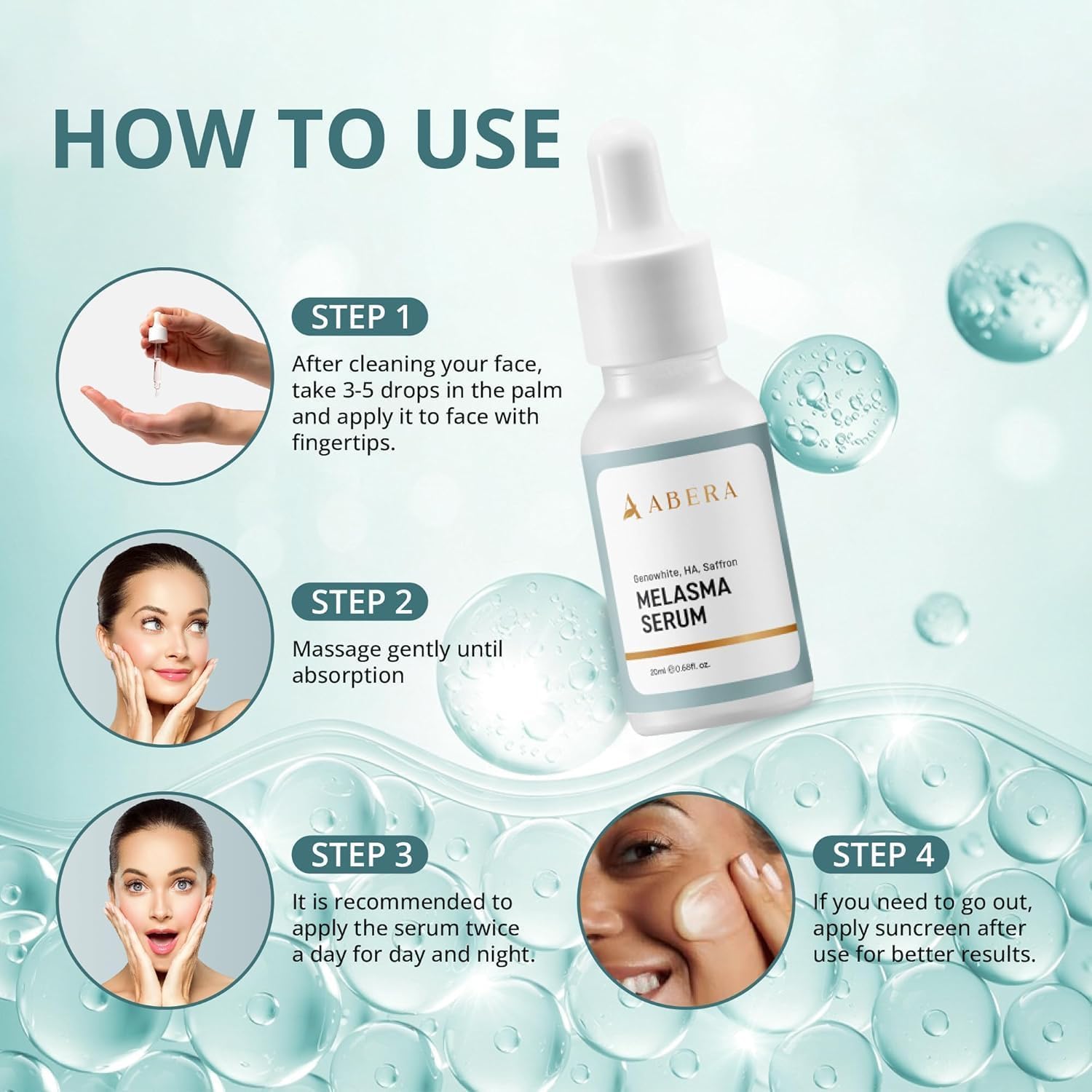 Abera Melasma Serum, Melasma Treatment for Face, Dark Spot Corrector Serum, Melasma Dark Spot Remover, Sun Spot, Age Spot, Brown Spot Remover for Men, Women - ABERA SHOP